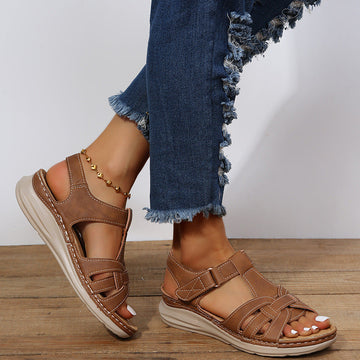 Women's Sandals - Adjustable Velcro Straps - Cushioned Support - Daily Comfort