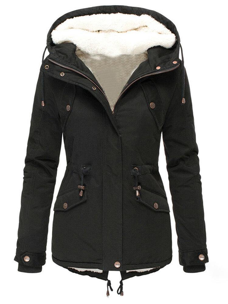 Women’s Hooded Jacket – Tailored Fit – Fleece Lined – Utility Design – Adjustable Waist