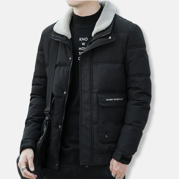 Men’s Padded Jacket – Quilted Weather-Resistant – Regular Fit – High Collar – Hip Length