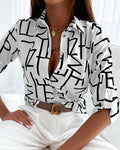Button-up long sleeve blouse for women, chiffon material, button detail, for spring and summer.