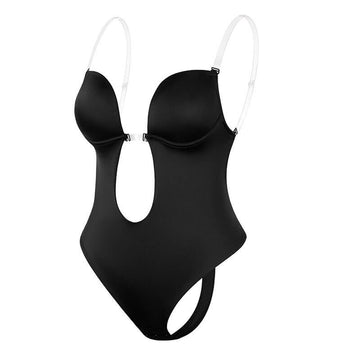 Women's Bodysuit - Plunge Neckline - Adjustable Straps - Smooth Stretch Fabric