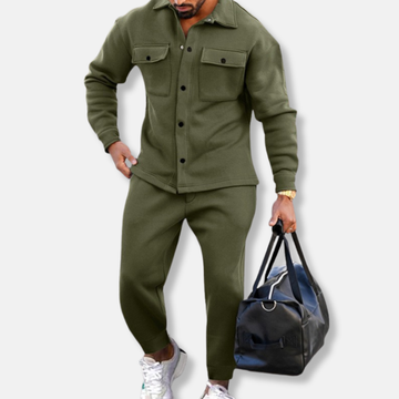 Men’s Two-Piece Suit – Regular Fit Jacket and Trousers – Cotton Blend – Utility Pockets