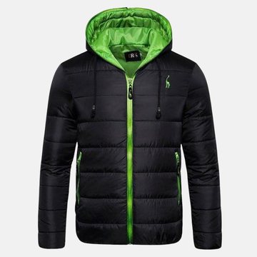 Men’s Quilted Down Jacket – Regular Fit – Hooded – Water-Resistant – Zip Pockets