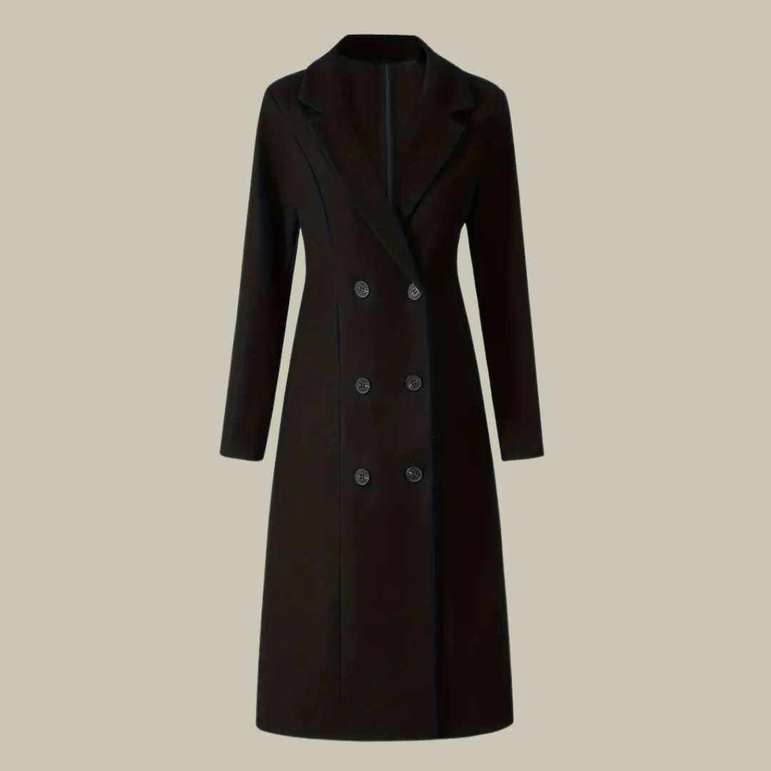 Women’s Coat Jacket – Wool Blend – Double Breasted – Tailored Fit – Knee Length