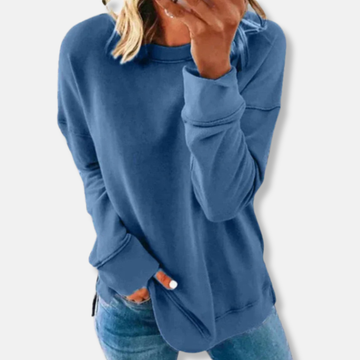 Women’s Sweatshirt – Relaxed Fit – Soft Cotton Blend – Crew Neck Ribbed Trim