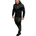 Camouflage hoodie two-piece tracksuit for men, featuring a relaxed fit and adjustable drawstrings.