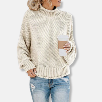 Women’s Sweater – Oversized Wool Knit – Drop Shoulder – Ribbed Hem and Cuffs