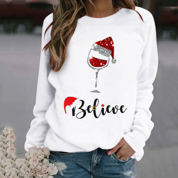 Women’s Sweatshirt – Relaxed Fit – Cotton Blend – Crew Neck – Long Sleeve Printed Design