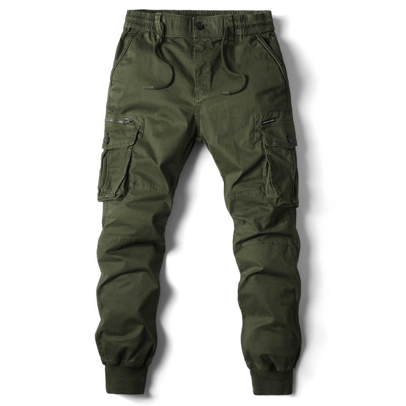 Men’s Cargo Trousers – Relaxed Fit – Cotton – Elastic Waist & Cuffs – Multi Pocket