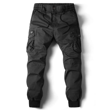 Men’s Cargo Trousers – Relaxed Fit – Cotton – Elastic Waist & Cuffs – Multi Pocket