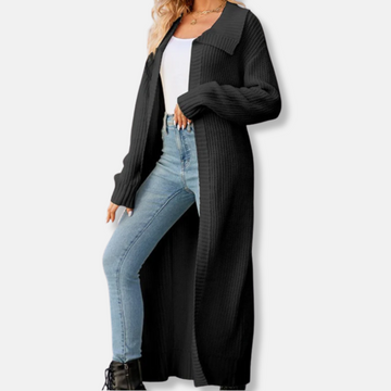 Women’s Cardigan – Chunky Knit – Oversized Fit – Open Front – Maxi Length Layering