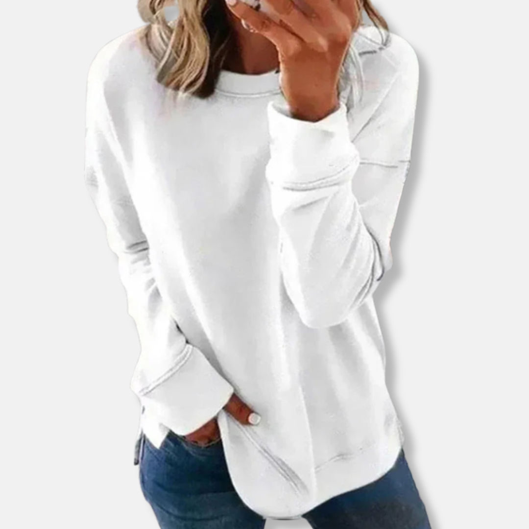 Women’s Sweatshirt – Relaxed Fit – Soft Cotton Blend – Crew Neck Ribbed Trim