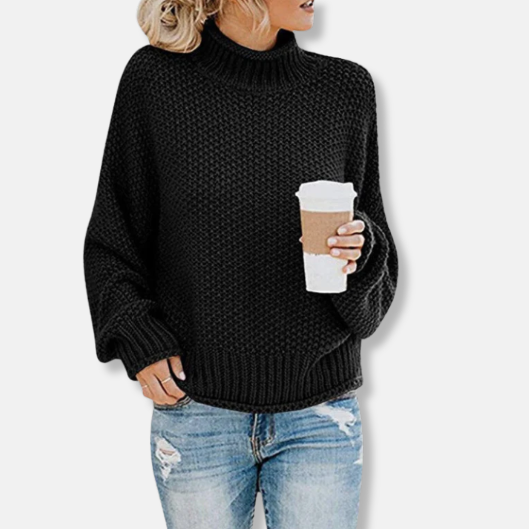 Women’s Sweater – Oversized Wool Knit – Drop Shoulder – Ribbed Hem and Cuffs