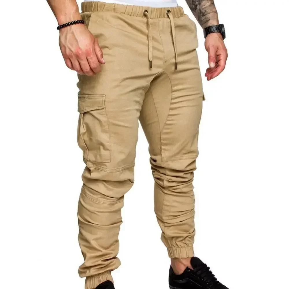Men’s Cargo Trousers – Relaxed Fit – Drawstring Waist – Elastic Cuffs – Sporty Style
