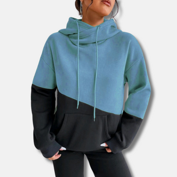 Women’s Hoodie – Relaxed Fit – Soft Knit – Colorblock – Kangaroo Pocket – Drawstring Hood
