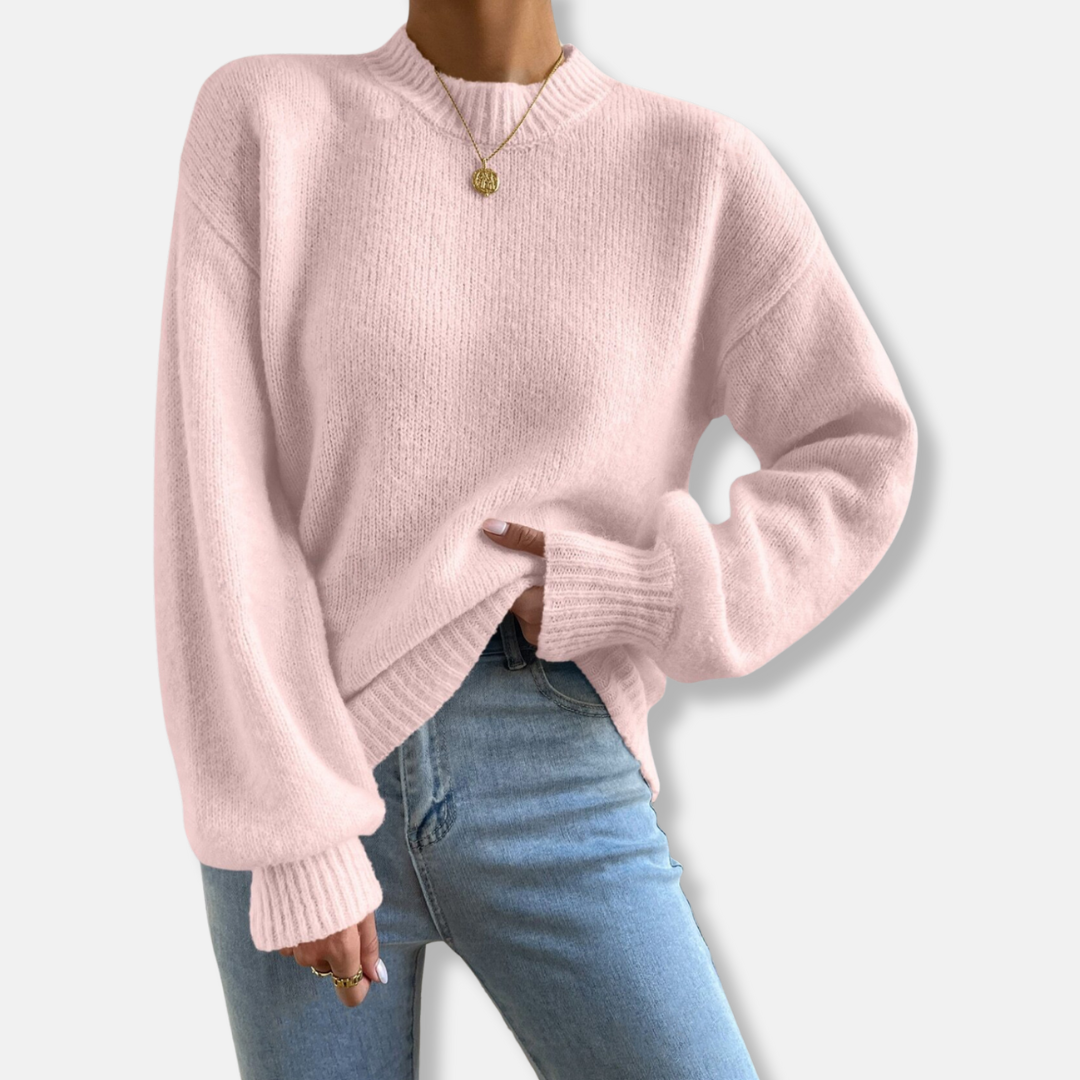 Women’s Knitted Sweater – Relaxed Fit – Soft Wool Blend – Crew Neck – Ribbed Cuffs