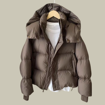 Women’s Puffer Jacket – Hooded Short Fit – Quilted Insulated Casual Outerwear