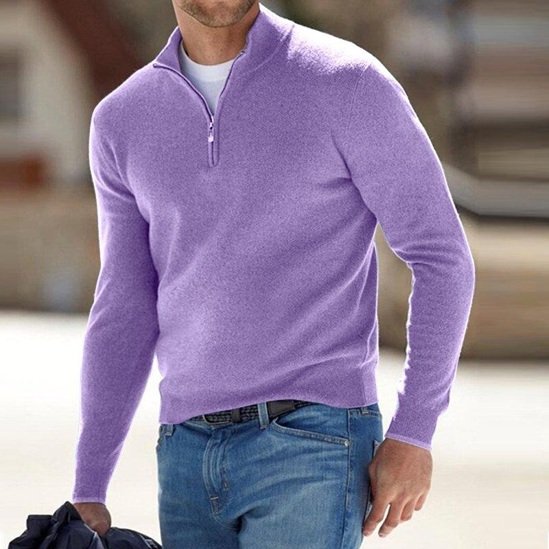 Men’s Half-Zip Sweater - Wool Knit - Regular Fit - Mock Neck Warm Casual Wear