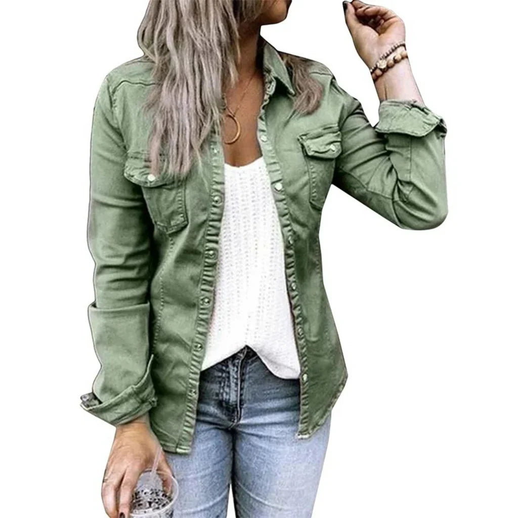 Women’s Jacket – Relaxed Tailored Fit – Cotton Blend – Button Front – Long Sleeve