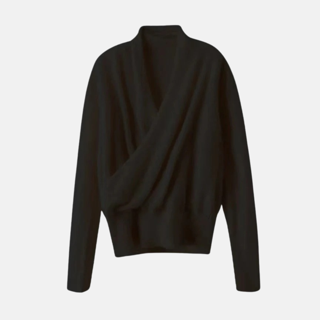 Women’s Sweater – Knit Wrap Style – Relaxed Fit – Ribbed Waist – Long Sleeve