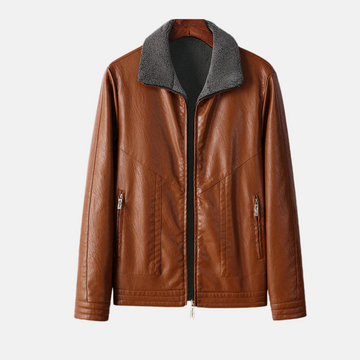 Men’s Jacket – Regular Fit – Faux Leather – Fleece Lined – Reversible – Zippered Pockets