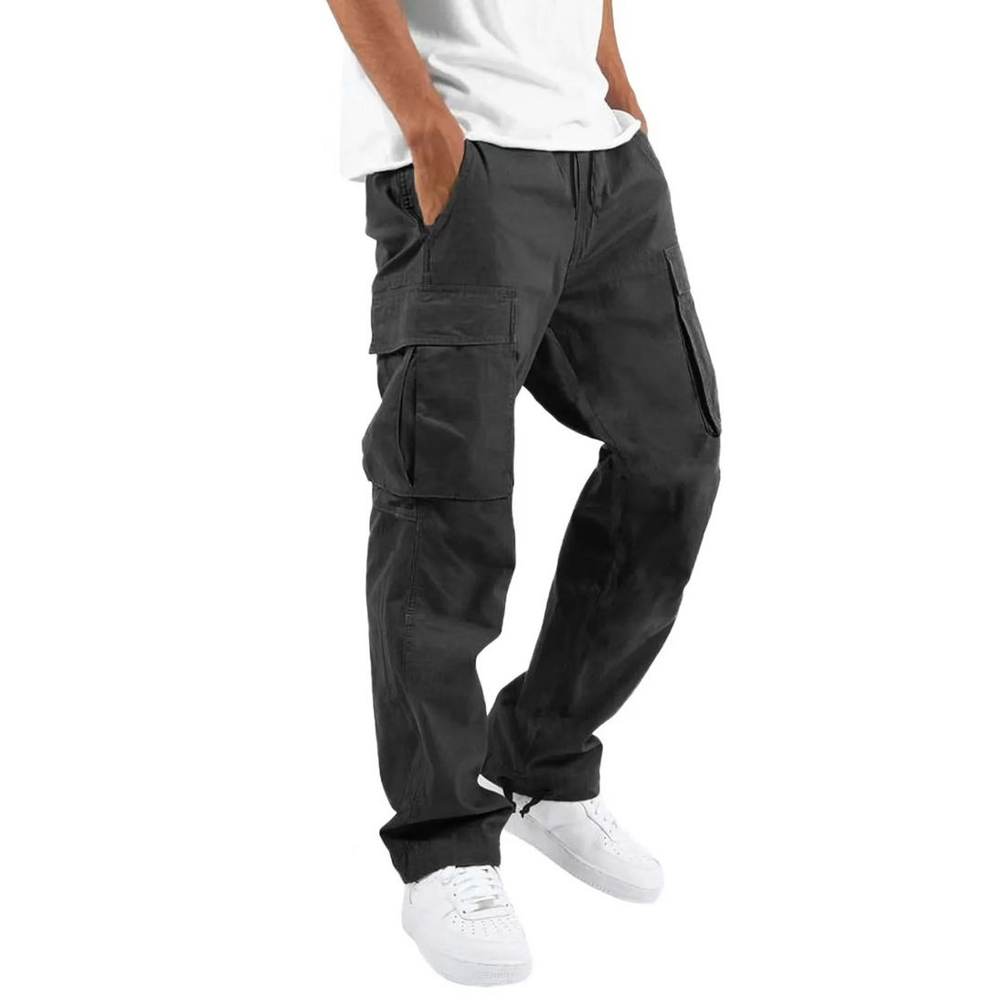 Men’s Cargo Trousers – Wide Fit –  Full Length – Multi Pocket Casual Wear