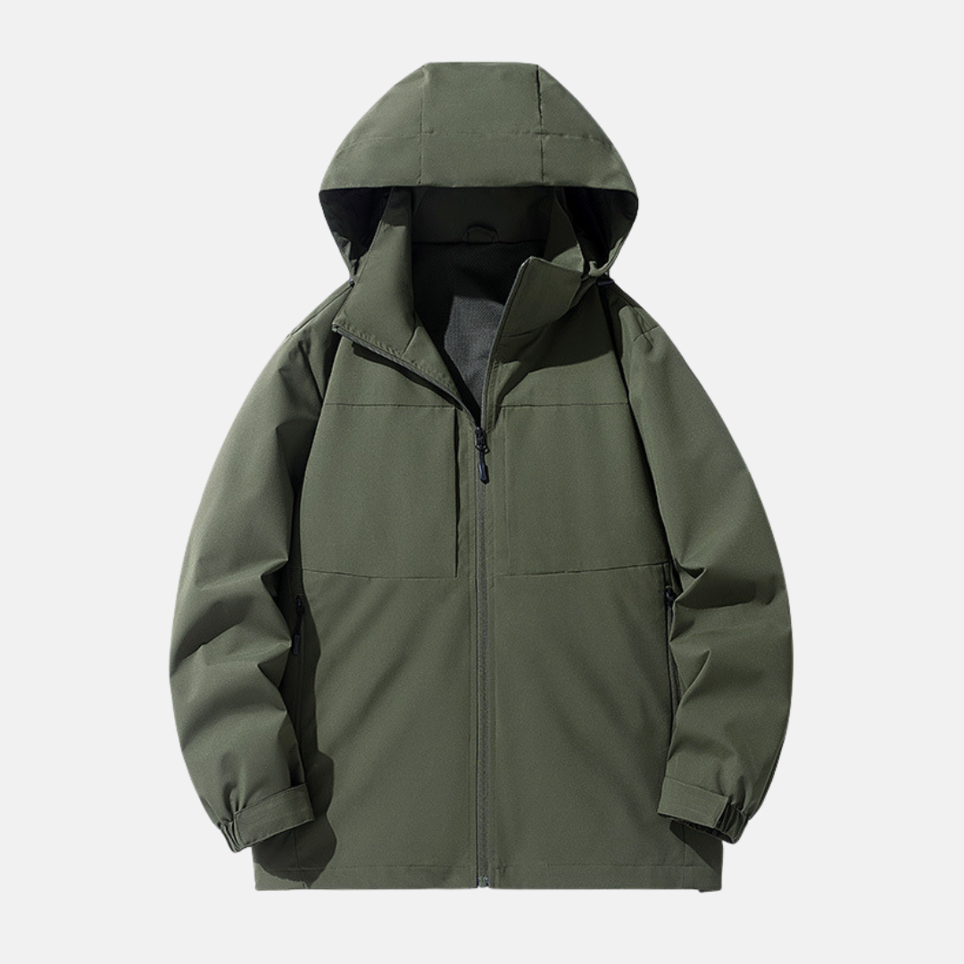 Men's Hooded Jacket – Relaxed Fit – Breathable – Water-Resistant – Zip Pockets