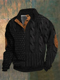 Men's cable design sweater with elbow patches: A stylish and warm winter knit.