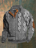 Men's cable design sweater with elbow patches: A stylish and warm winter knit.