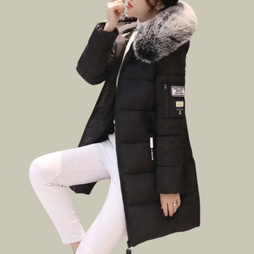 Women’s Parka Jacket – Quilted Insulated – Fur Collar – Relaxed Fit – Mid Length