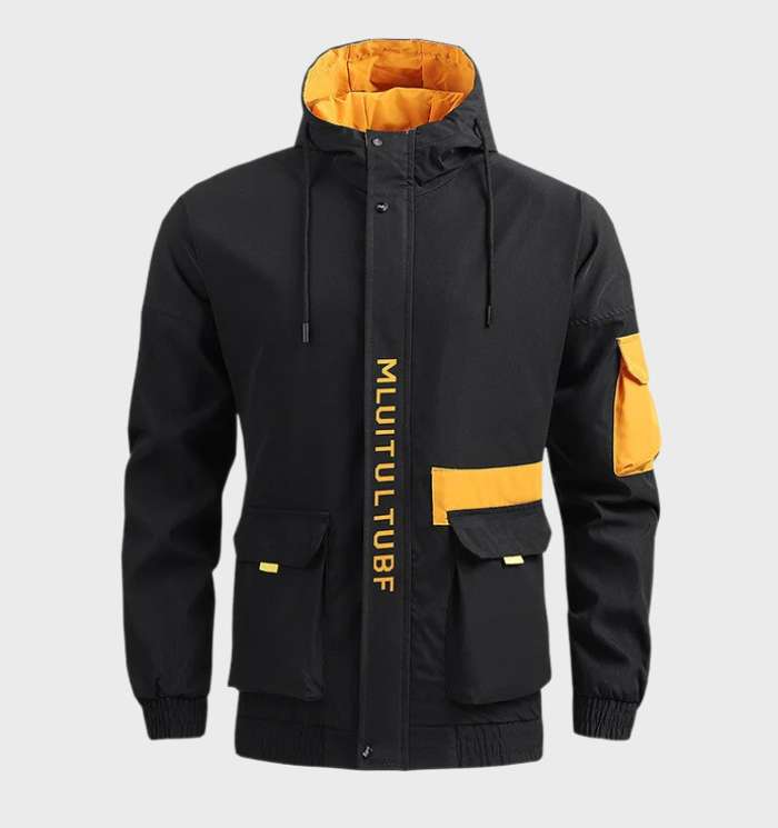 Men’s Hooded Jacket - Waterproof Lightweight Zip-Up - Adjustable Fit with Pockets