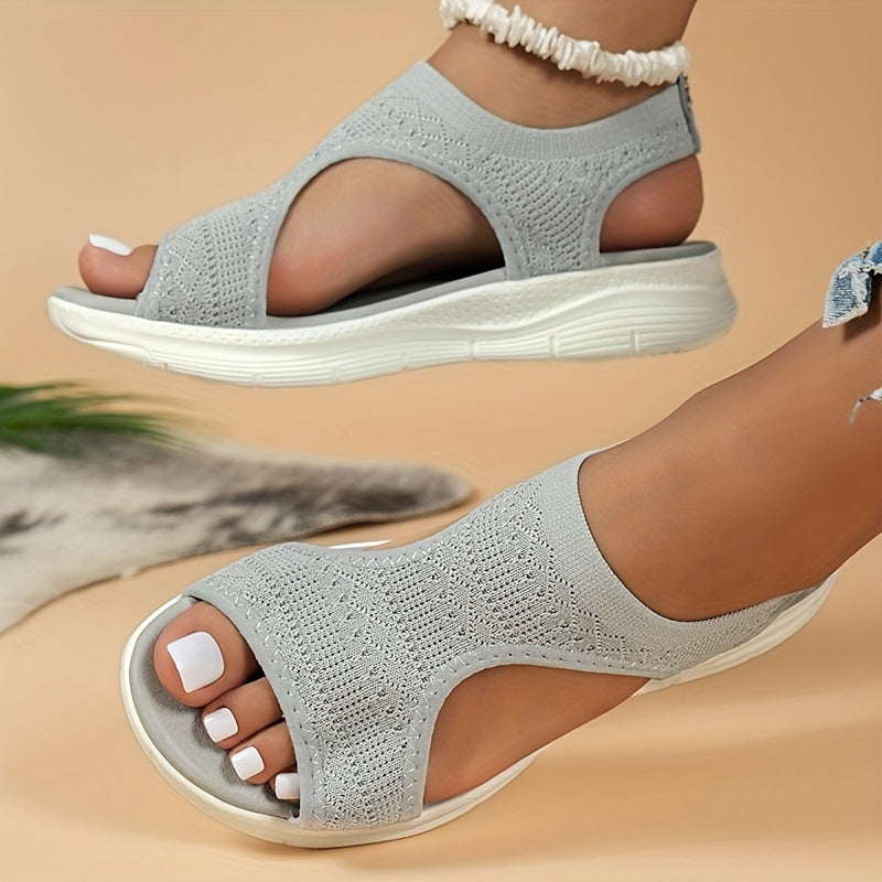 Breathable comfy flat sandals for women: open-toe, slip-on summer footwear with skin-friendly rubber soles.