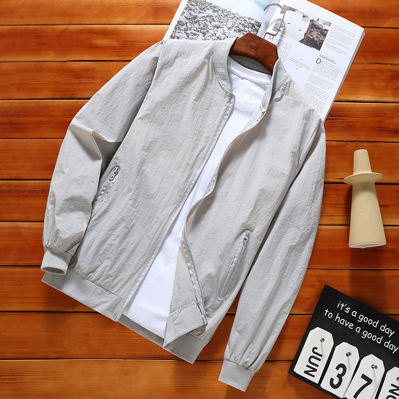 Men’s Bomber Jacket – Lightweight Woven Fabric – Relaxed Fit – Ribbed Trim Casual Wear