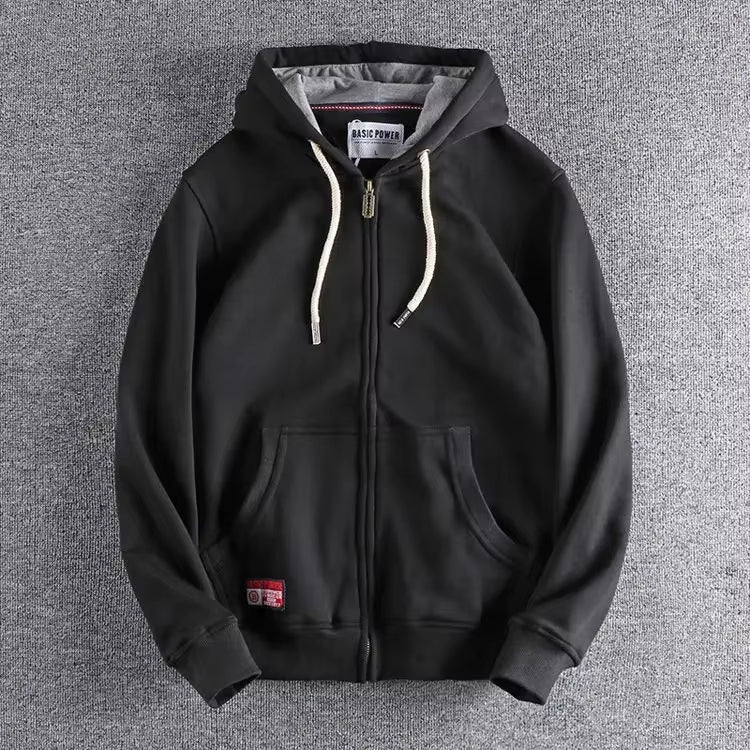 Theodore Cotton Zip Hoodie | Relaxed Fit Hooded Hoodie