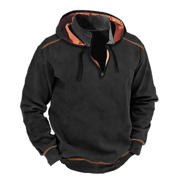 Men’s Hooded Sweatshirt – Relaxed Fit – Breathable Cotton – Half-Zip – Ribbed Collar