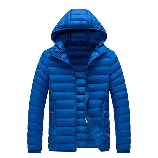 Men’s Quilted Jacket – Regular Fit – Hooded – Water-Resistant – Zipper Closure