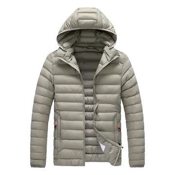 Men’s Quilted Jacket – Regular Fit – Hooded – Water-Resistant – Zipper Closure