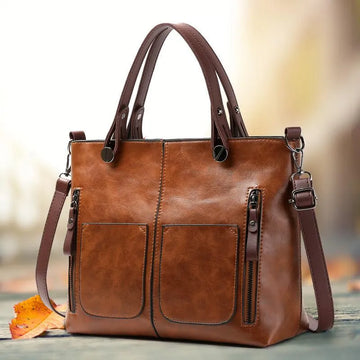 Women's Handbag - Synthetic Leather - Spacious Design - Shoulder & Crossbody Strap