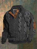 Men's cable design sweater with elbow patches: A stylish and warm winter knit for casual and semi-formal wear.