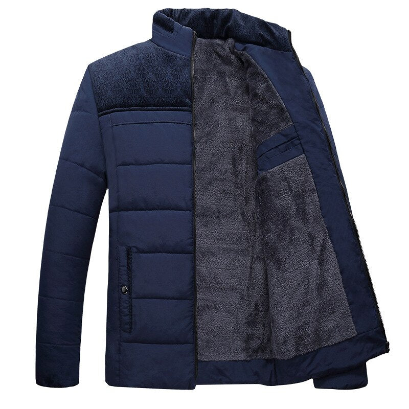 Men's Quilted Jacket – Regular Fit – Stand-Up Collar – Plush Lined – Textured Shoulders