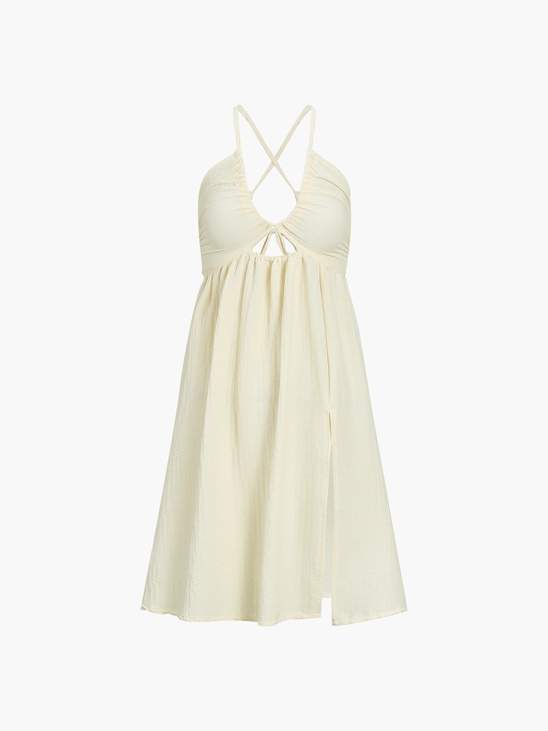 Women's Maxi Dress - Halter Neck - Twisted Front - Cut-Out Detail - Flowy Split Hem