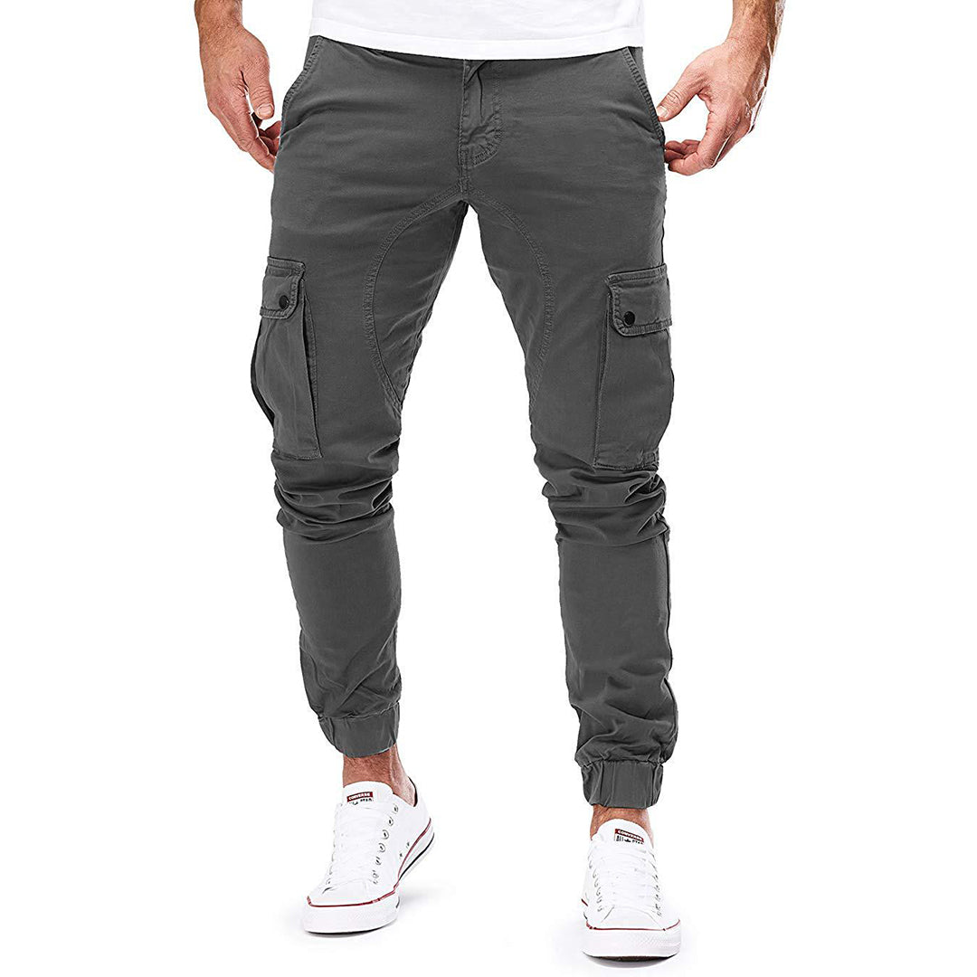 Men’s Cargo Pants – Slim Fit – Cotton Blend – Elastic Waist – Ribbed Cuffs – Multi Pocket