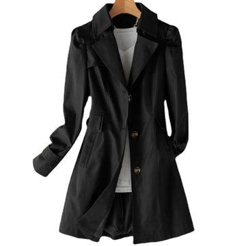 Women's Trench Coat - Tailored Fit - Single-Breasted - Notched Lapel - Mid-Thigh Length