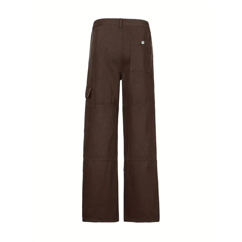 Women's Cargo Pants - Relaxed Straight-Leg Fit - Mid-Rise Utility Design - Multiple Pockets