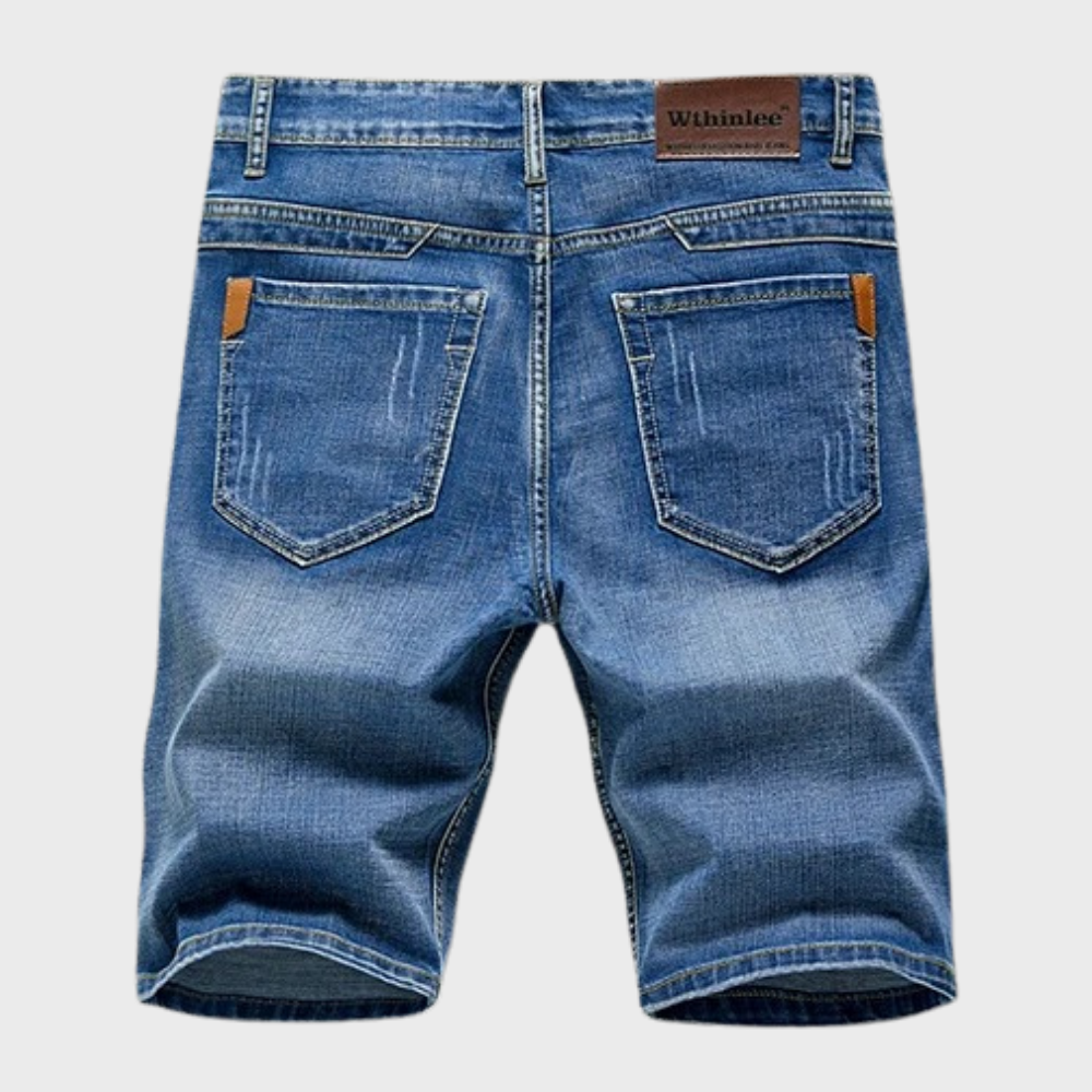 Men’s Denim Shorts - Casual Fit - Knee Length - Button Fly - Classic 5-Pocket Design