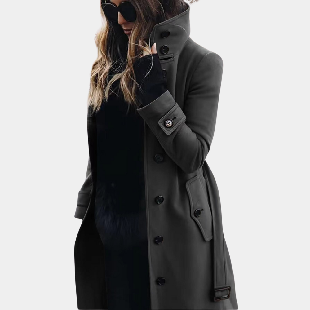 Women’s Trench Coat – Wool Blend – Tailored Fit – Full Length – Elegant Belted Design