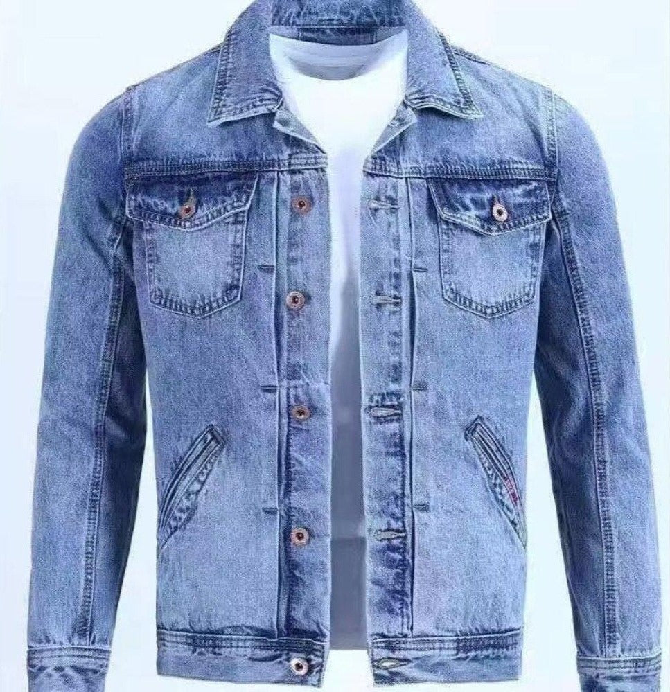 Retro Men's Denim Jacket - Slim Fit, Casual Lightweight Design, All-Season Versatile Style