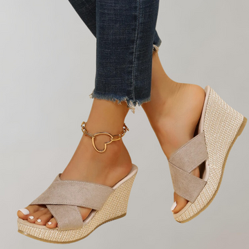 Women's Wedge Sandals - Crisscross Straps