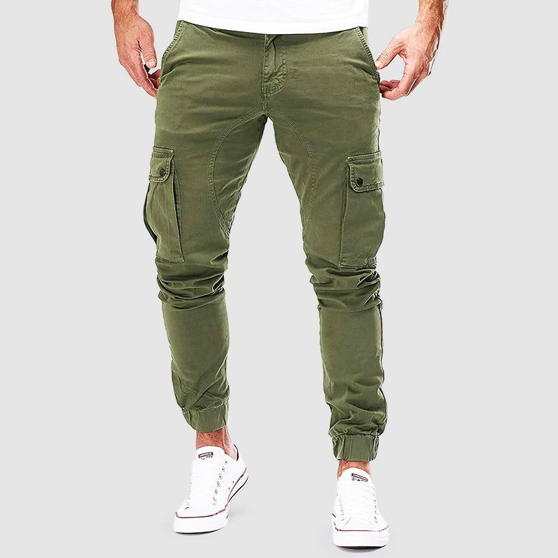 Men’s Cargo Pants – Slim Fit – Cotton Blend – Zipper Pockets – Elastic Cuffs