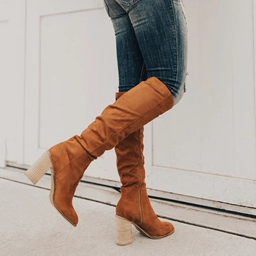 High-heeled knee boots for women